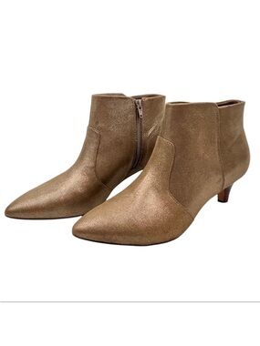 New Clarks Linvale Judith Booties Metallic Bronze 8 Kitten Heel Pointed Toe
